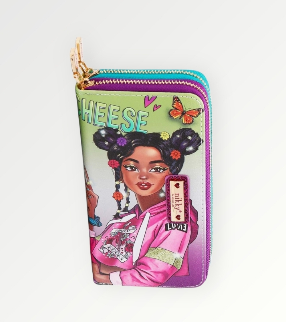 Colorful Wallet with Girl Illustration